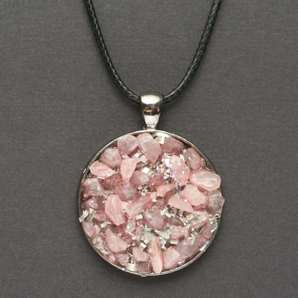 Rose Quartz Druzy Pendant - Picture 1 of 1